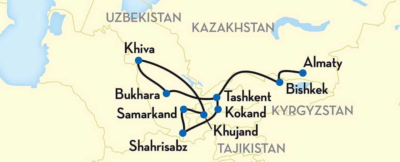 Map of the Great Silk Road Rail Journey