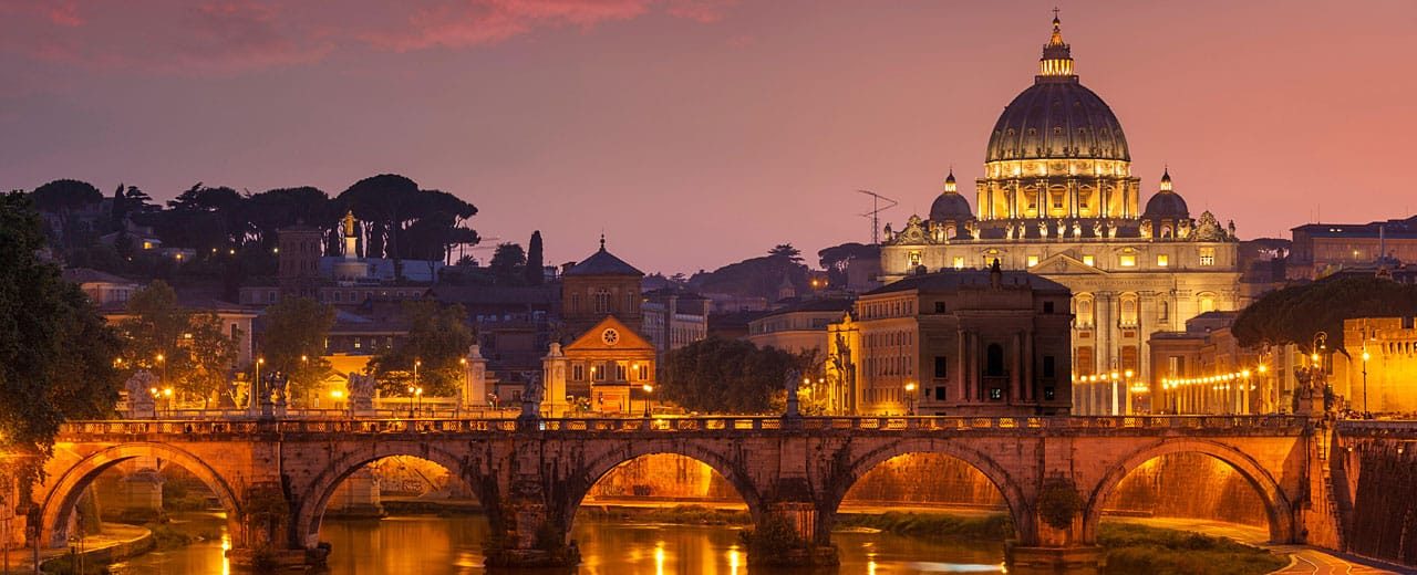 Roman Sunset at Pont St Angelo and St-Peters basilica